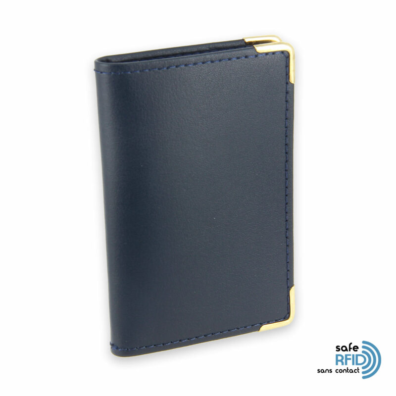 porte cartes cuir bleu marine protection carte sans contact rfid 2