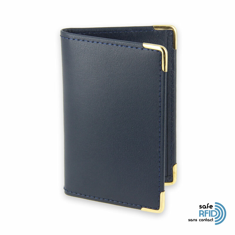 porte cartes cuir bleu marine protection carte sans contact rfid 2