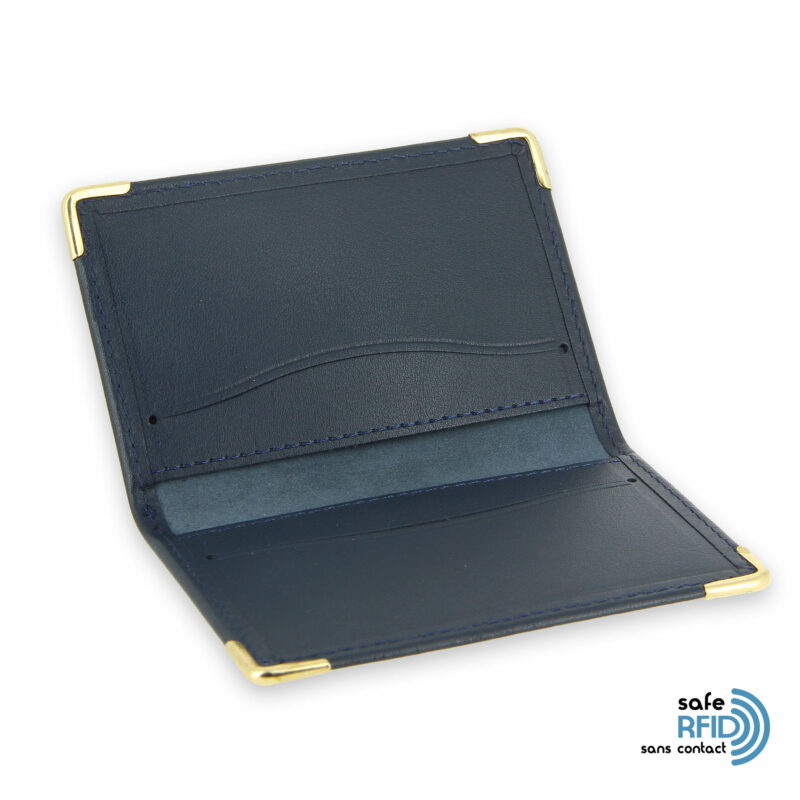 porte cartes cuir bleu marine protection carte sans contact rfid 3