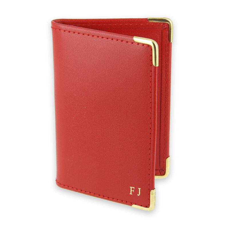 porte carte rouge en cuir