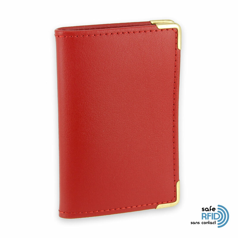 porte cartes cuir rouge protection carte sans contact rfid 2
