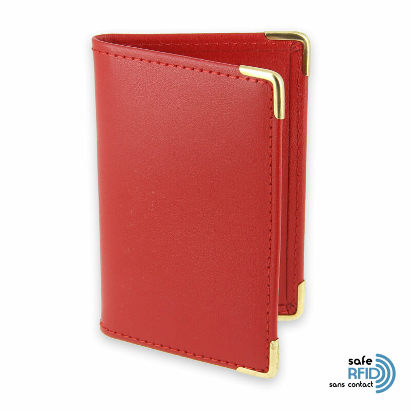 porte cartes cuir rouge protection carte sans contact rfid 1