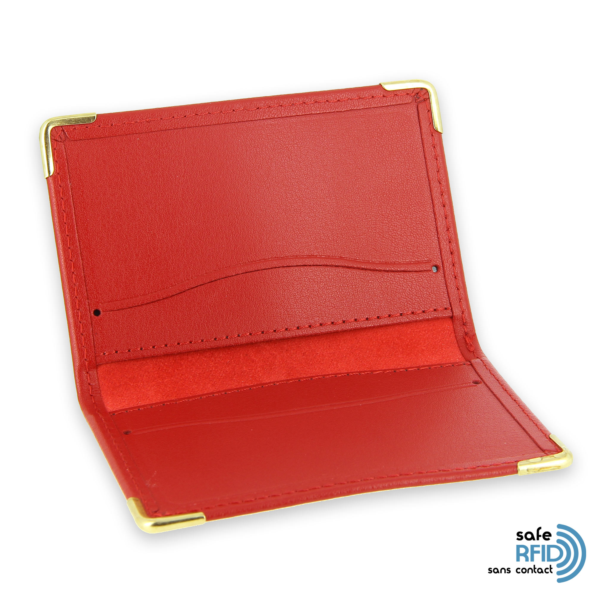 Porte Carte Protection sans contact ANTI RFID noir Cuir de