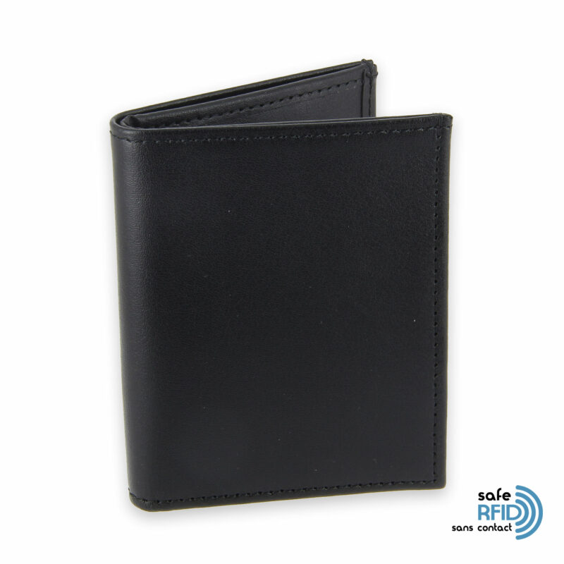 card holder leather 4 cards bill holder black leather contactless card protection rfid 1