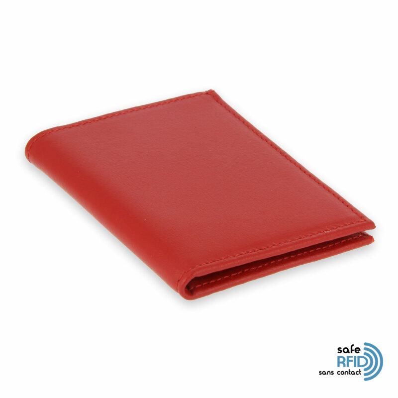 card holder leather 4 cards bill holder red leather protection card contactless rfid 2