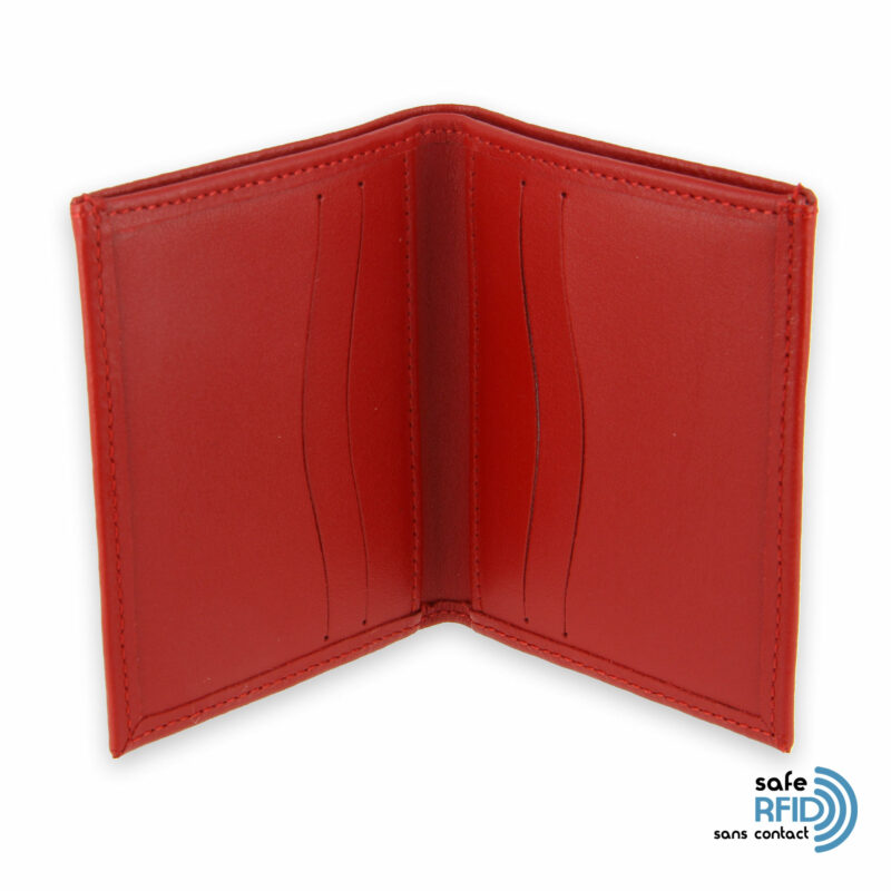 card holder leather 4 cards bill holder red leather protection card contactless rfid 3