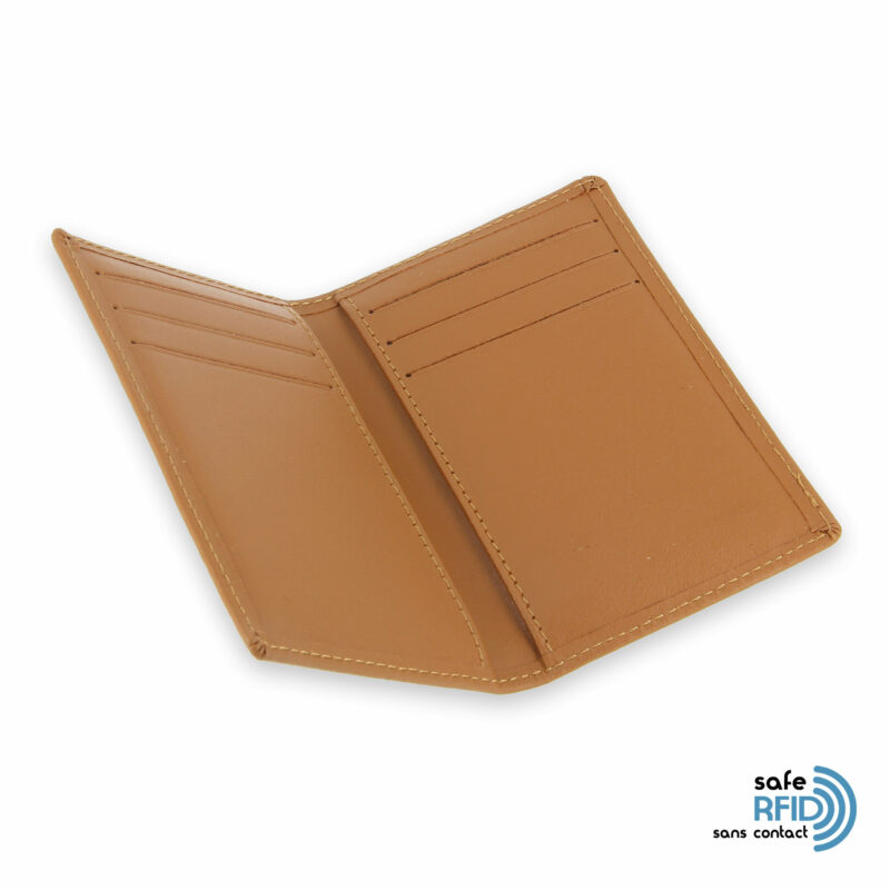 porte cartes 6 cartes cuir beige gold protection carte sans contact rfid 3