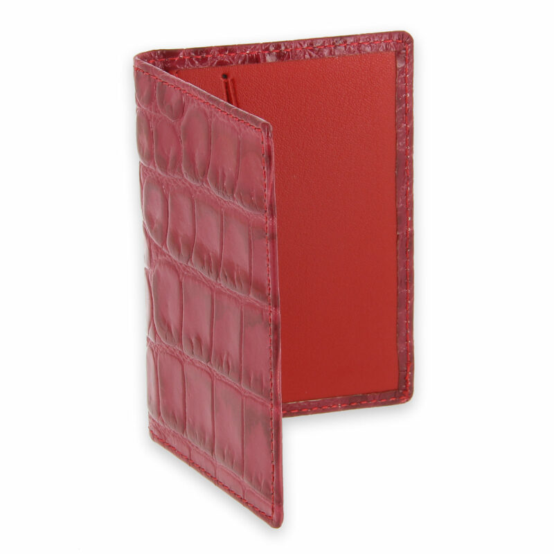 porte cartes facon croco rouge rose 2