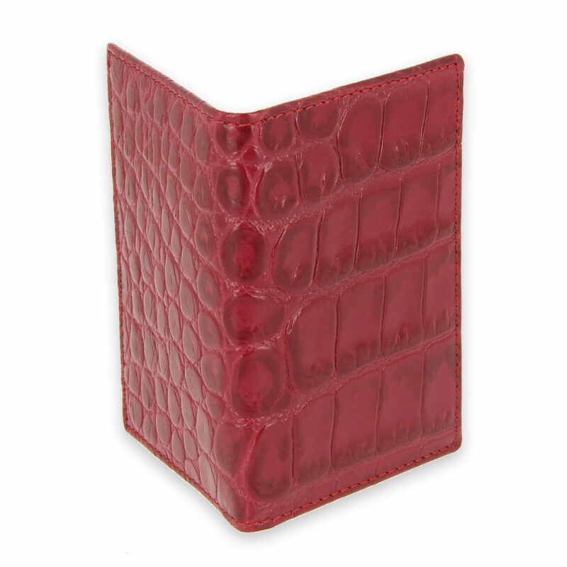 porte cartes facon croco rouge rose 1