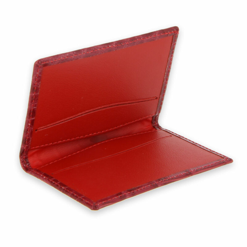 porte cartes facon croco rouge rose 3