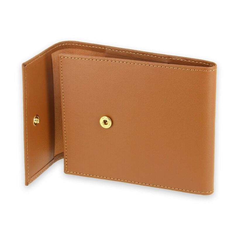 porte chequier pliable cuir beige gold 3 cartes talon gauche 4