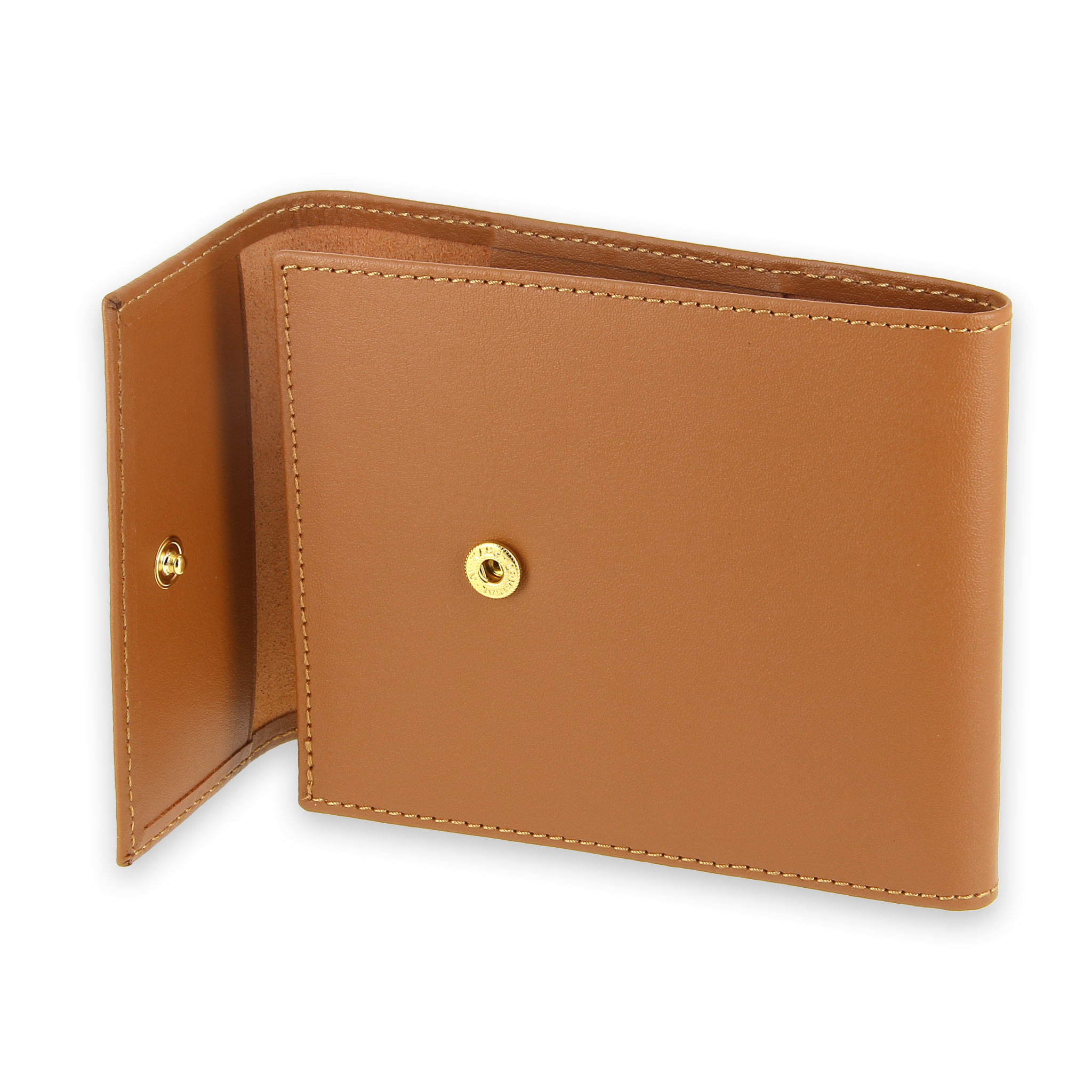 porte chequier pliable cuir beige gold 3 cartes talon gauche 4