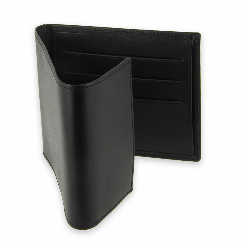 porte chequier pliable cuir noir 3 cartes talon gauche 3