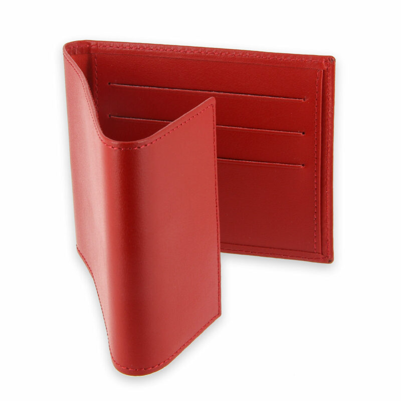 porte chequier pliable cuir rouge 3 cartes talon gauche 3