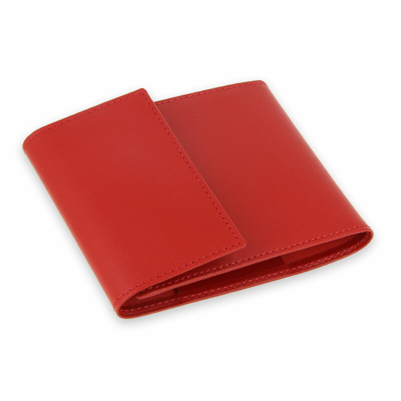 porte chequier pliable cuir rouge 3 cartes talon gauche 2