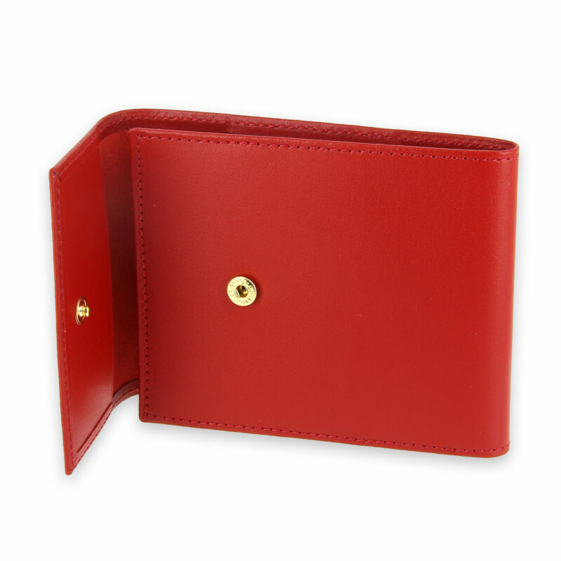 porte chequier pliable cuir rouge 3 cartes talon gauche 4