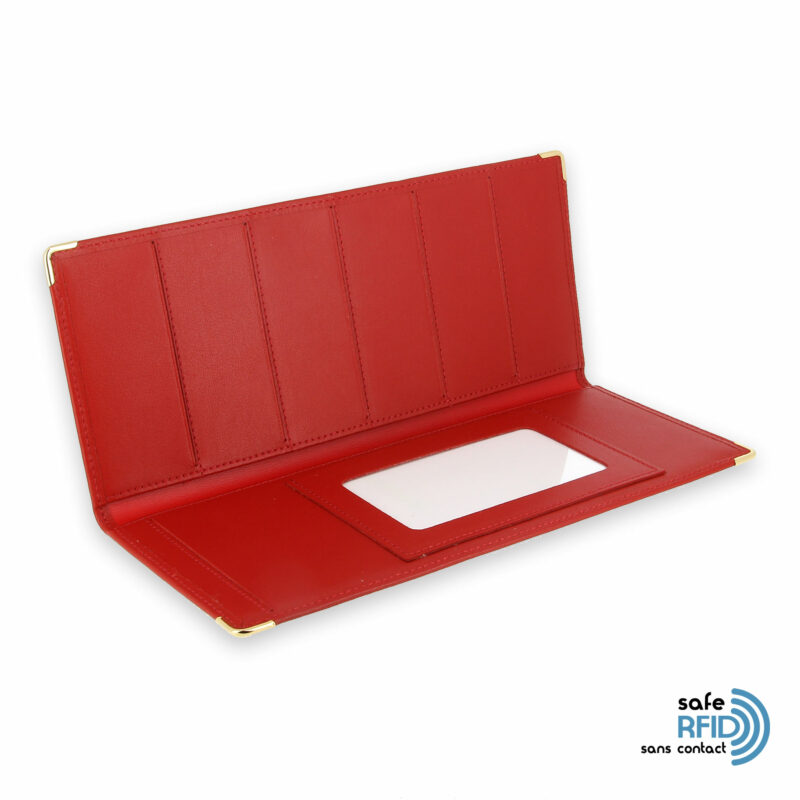 porte chequier cuir classique rouge talon gauche protection carte sans contact rfid 3