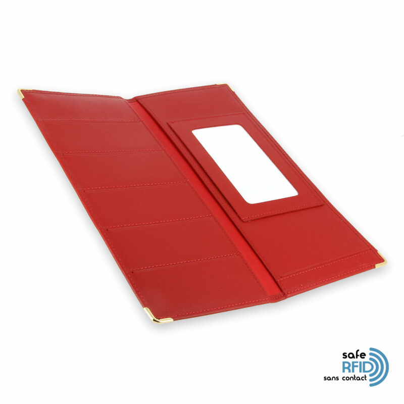 porte chequier cuir classique rouge talon gauche protection carte sans contact rfid 4
