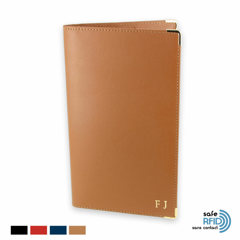 Porte-chéquier Portefeuille Cuir beige Protection carte paiement sans contact RFID