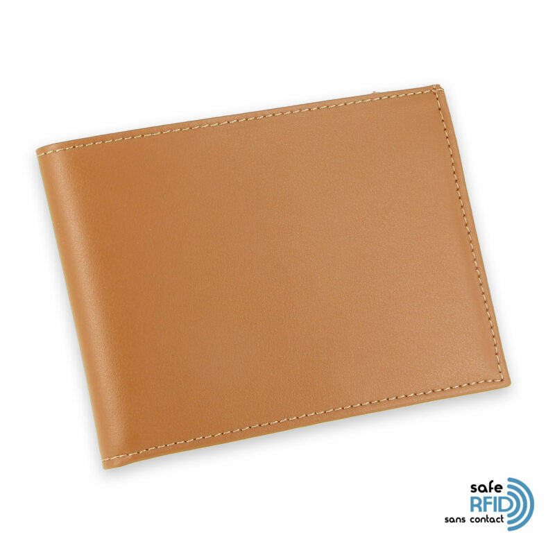 portefeuille cuir beige gold avec 6 cartes 2 protection carte sans contact rfid