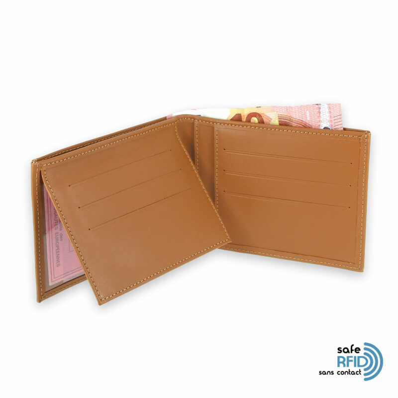 portefeuille cuir beige gold avec 6 cartes 4 protection carte sans contact rfid