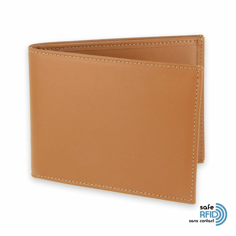 portefeuille cuir beige gold avec 6 cartes protection carte sans contact rfid