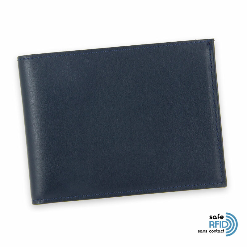 portefeuille cuir bleu marine avec 6 cartes 2 protection carte sans contact rfid