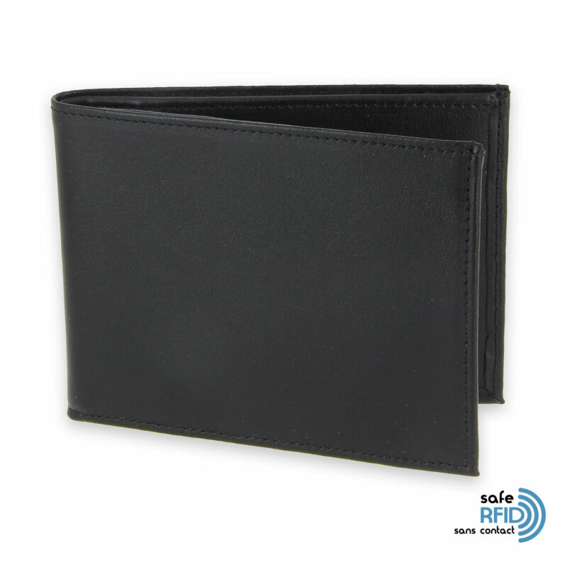 portefeuille cuir noir avec 6 cartes 1 protection carte sans contact rfid