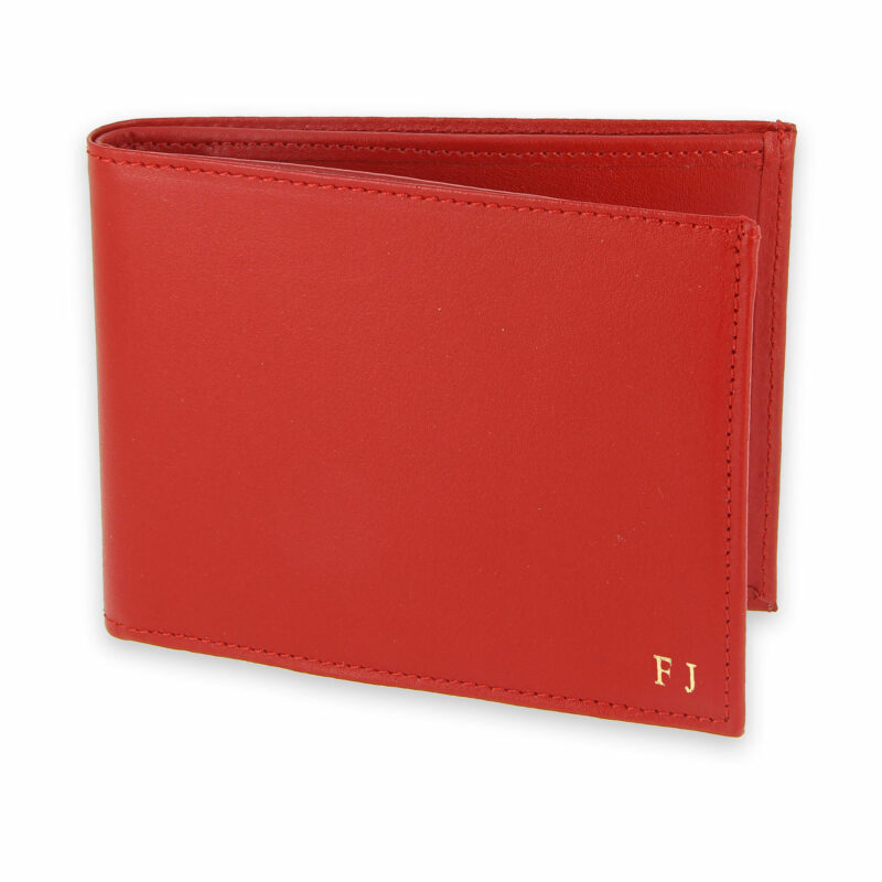 portefeuille cuir avec 6 cartes rouge personnalisable