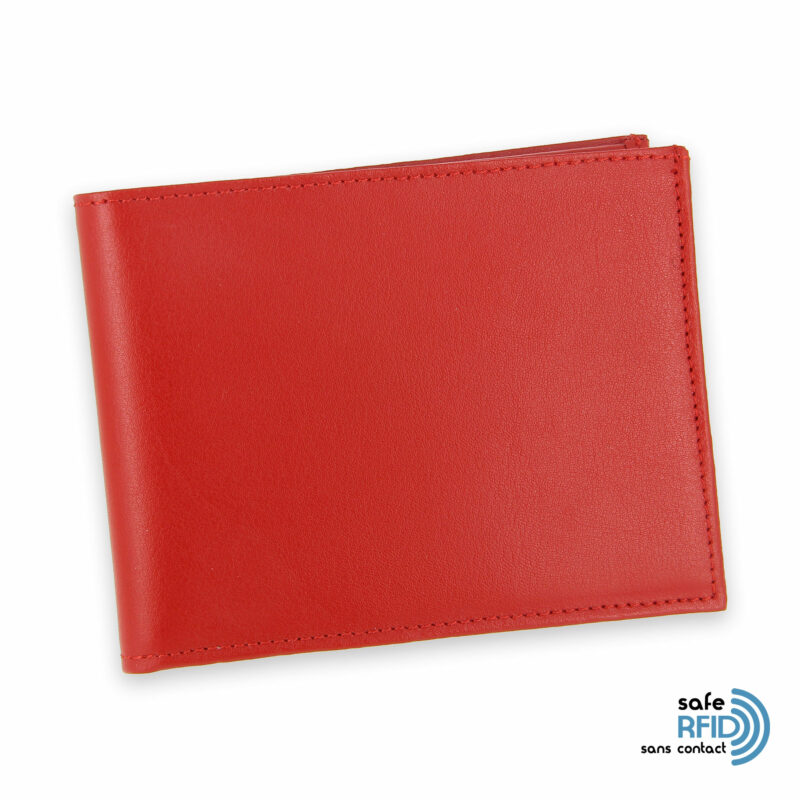 portefeuille cuir rouge avec 6 cartes 1 protection carte sans contact rfid