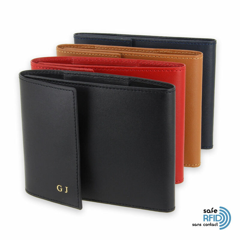 porte chequier pliable cuir protection carte sans contact rfid 4couleurs