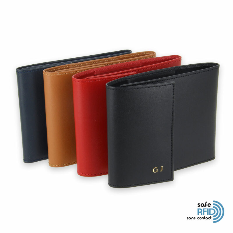 porte chequier pliable cuir protection carte sans contact rfid 4couleurs 2