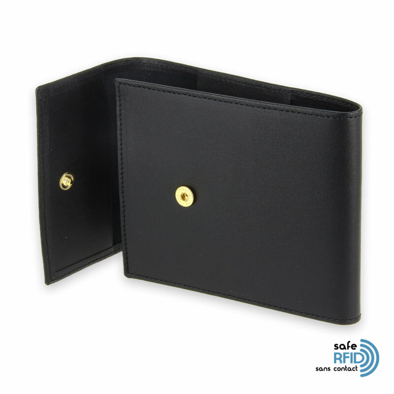 porte chequier pliable cuir noir 3 cartes talon gauche 4