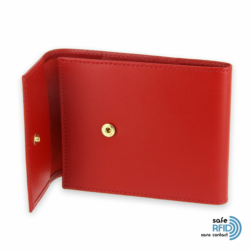 porte chequier pliable cuir rouge 3 cartes talon gauche protection carte sans contact rfid 4