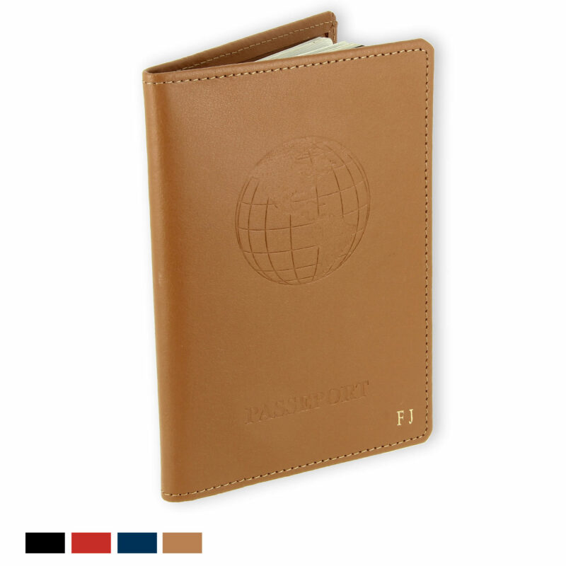 porte passeport cuir beige gold