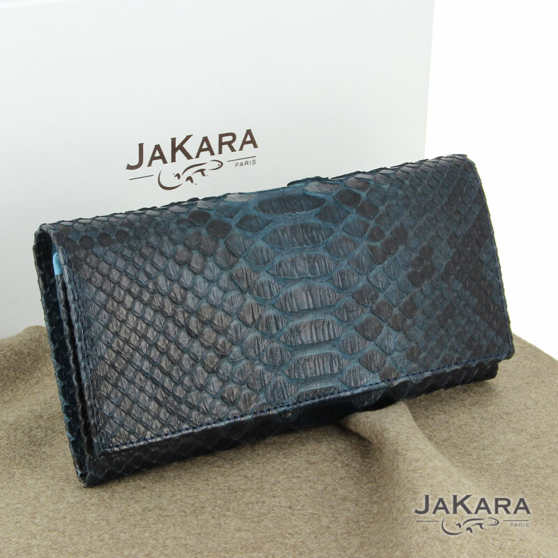 pochette python femme bleu cuir 6