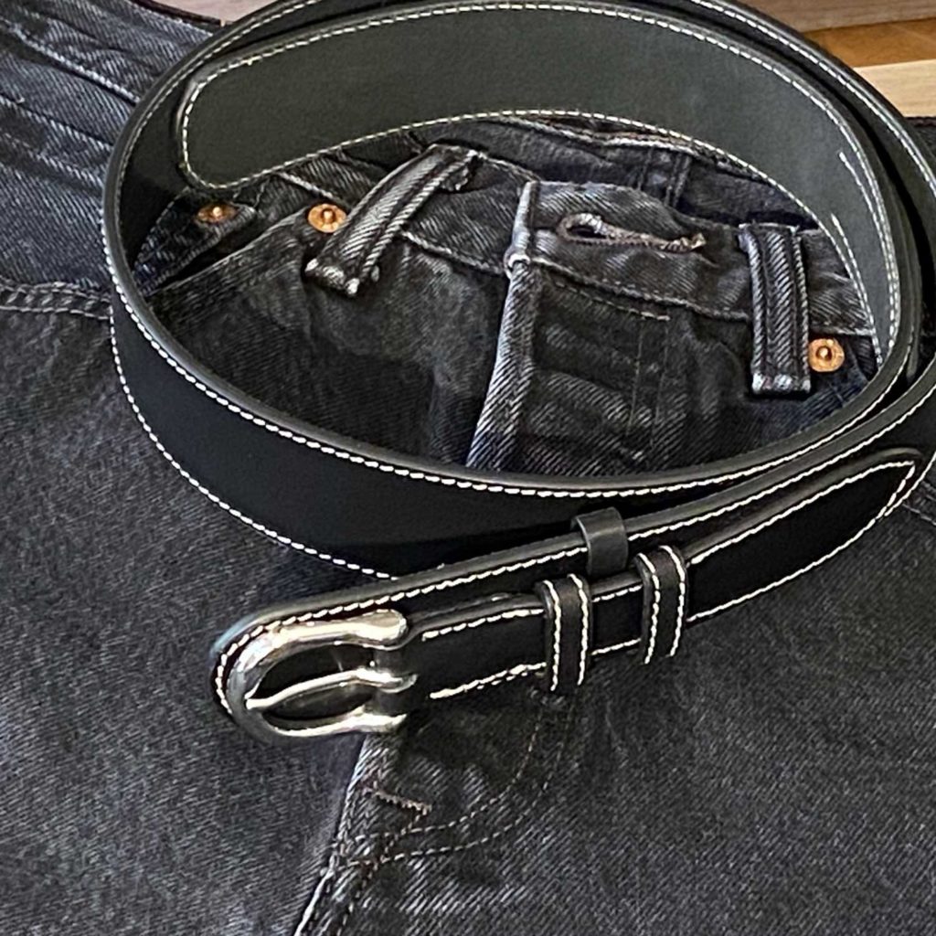 Ceinture Homme Merona En Cuir Noir - Taille XXL, Neuf Sans étiquette
